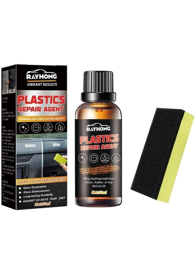 رايهونغ مُرمِّم ومُلمِّع بلاستيك السيارات 50 مل - مُنظِّف واقٍ من الأشعة فوق البنفسجية يُجدِّد البلاستيك الباهت، ويُعيد اللون الأصلي للأجزاء الخارجية والداخلية - Image 1